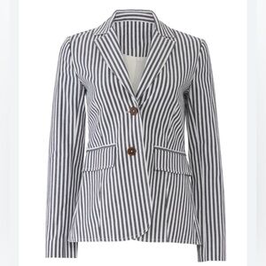 Derek Lam 10 Crosby Striped Single Breasted Blazer Size 8 Nautical Quiet Luxury